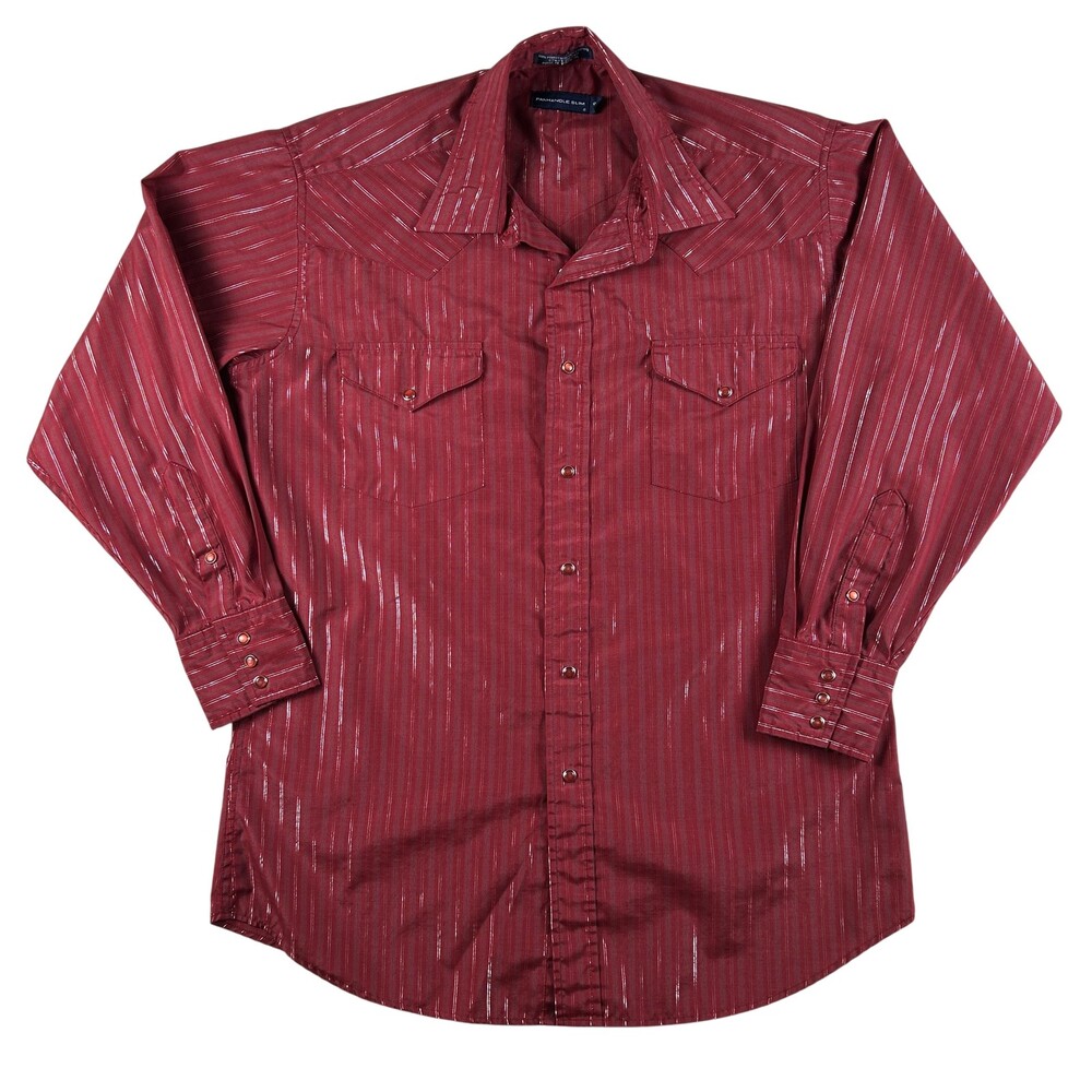 Vintage Panhandle Slim Shirt Mens Large Stripe Long Sleeve Western Snap Pockets